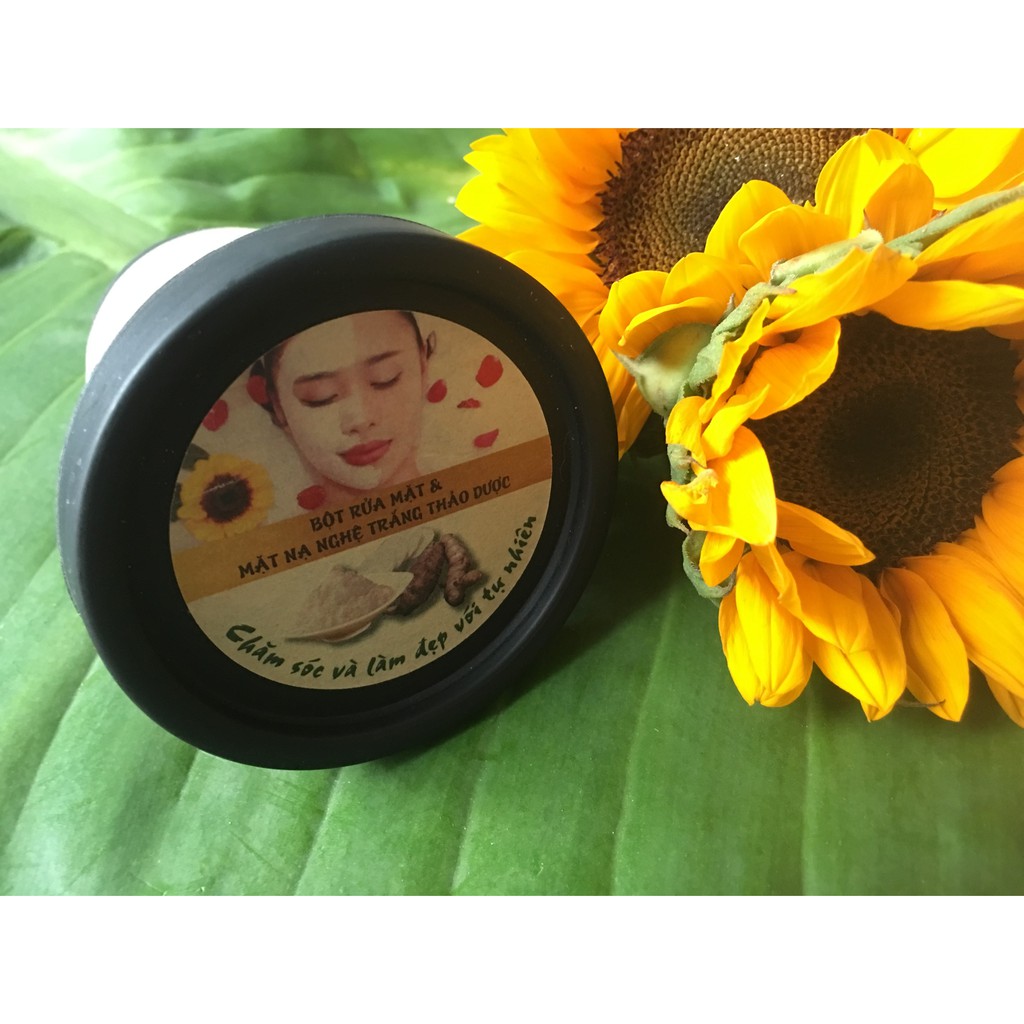 Bột rửa mặt thảo dược nghệ trắng Cỏ Lành 100G - Thay thế sữa rửa mặt cho mẹ bầu và sau sinh