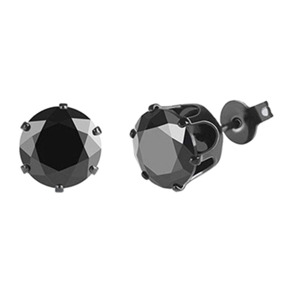 Atlantamart| 1 Khuyên Tai Đính Đá Zirconia 6/8mm Màu Đen Phong Cách Punk Cho Nam Và Nữ