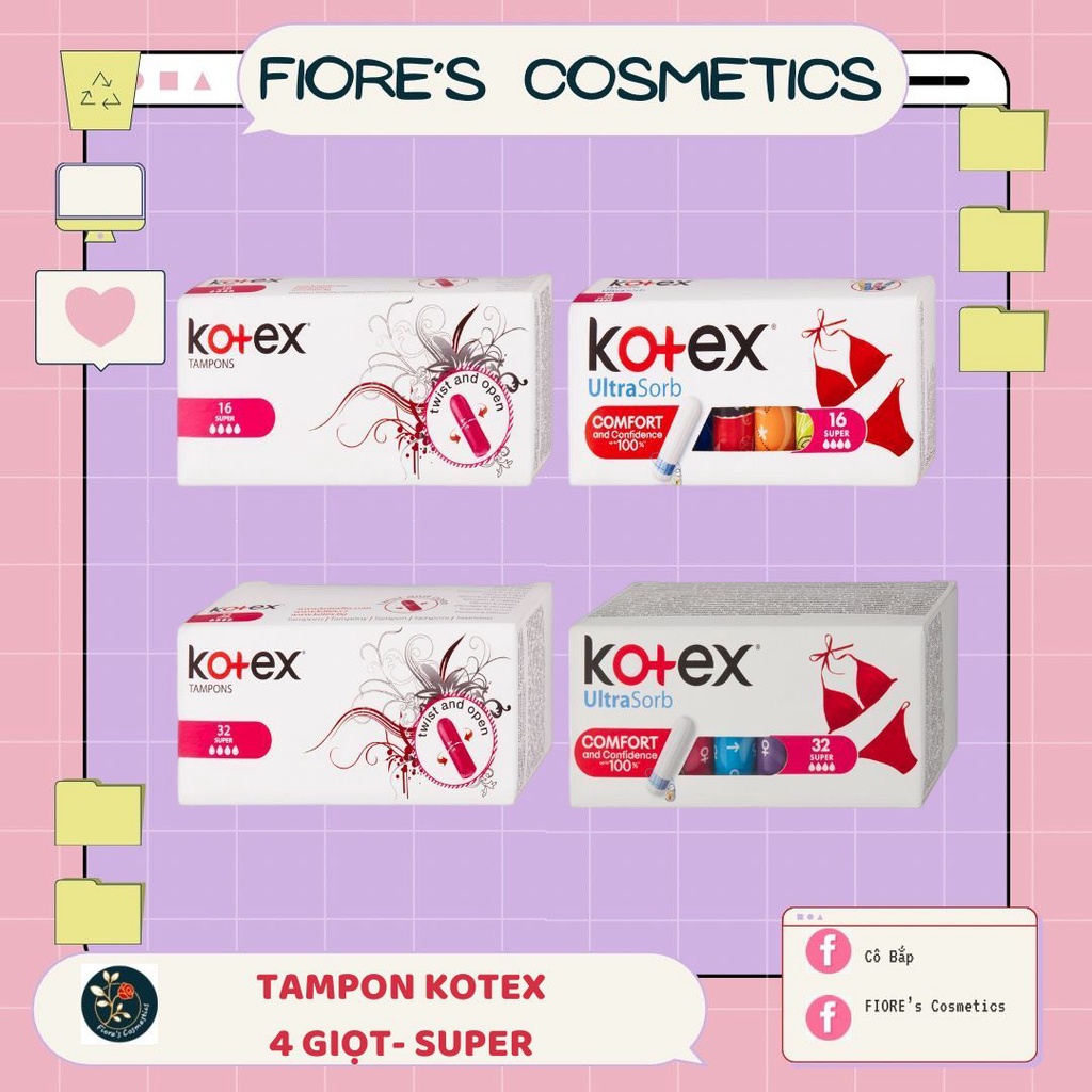 Băng vệ sinh Tampon KOTEX 4 GIỌT SUPER