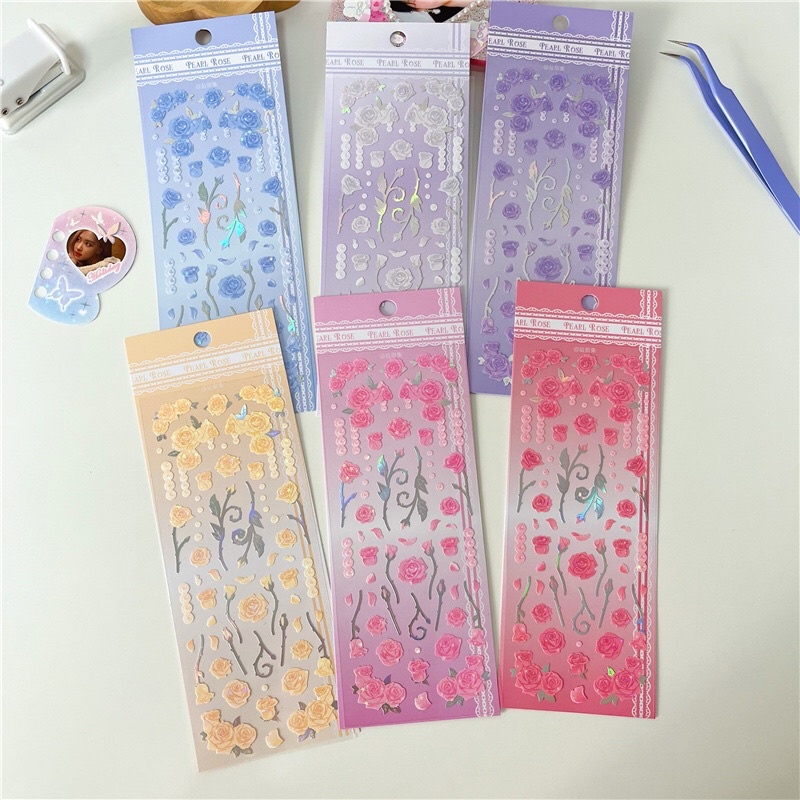 Sticker pearl rose_hình dán trang trí top,card