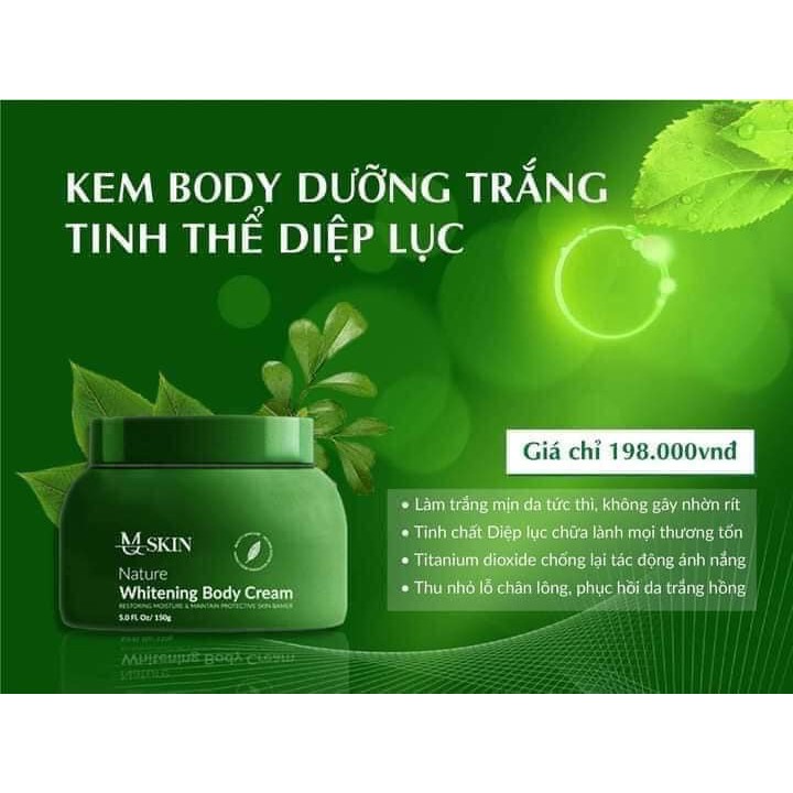 Kem Body Diệp Lục MQ SKIN - Kem body tinh thể diệp lục Nature Whitening Body Cream MQSkin 150g - Body MQ Skin