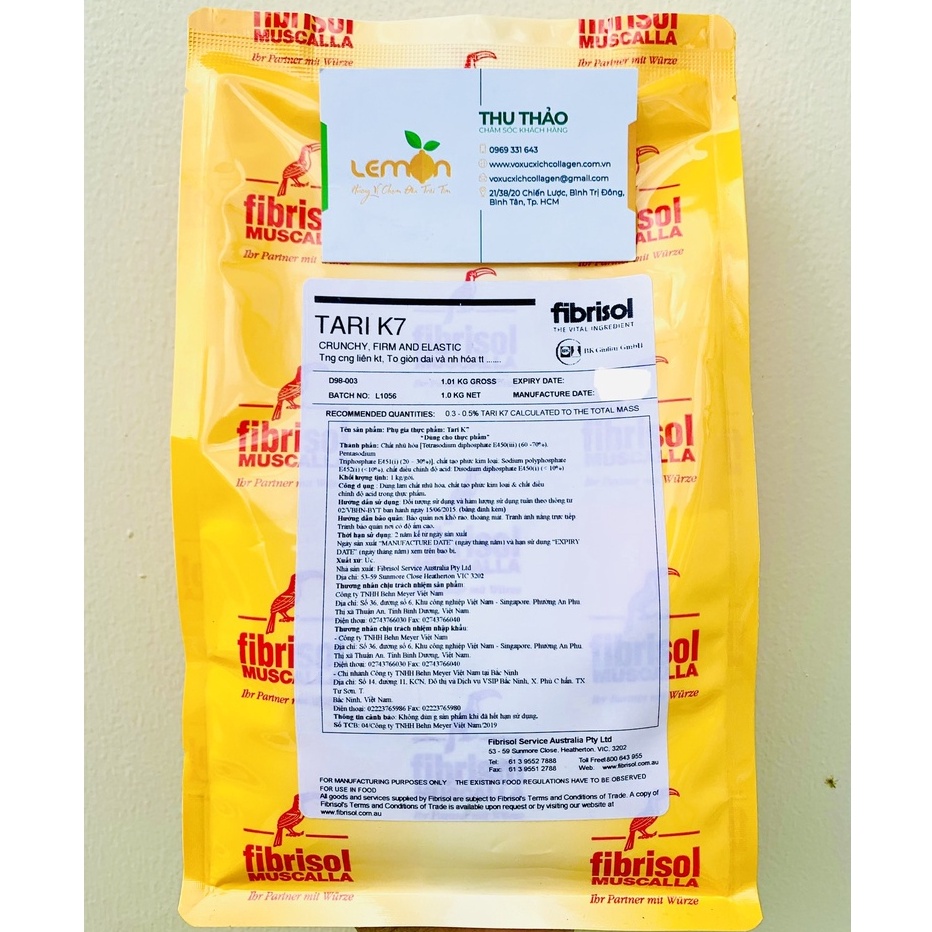 1Kg Bột TARI K7 hàng Úc - Phụ gia tạo giòn dai, kết dính giò chả, xúc xích, chả cá, nem chua thay thế hàn the