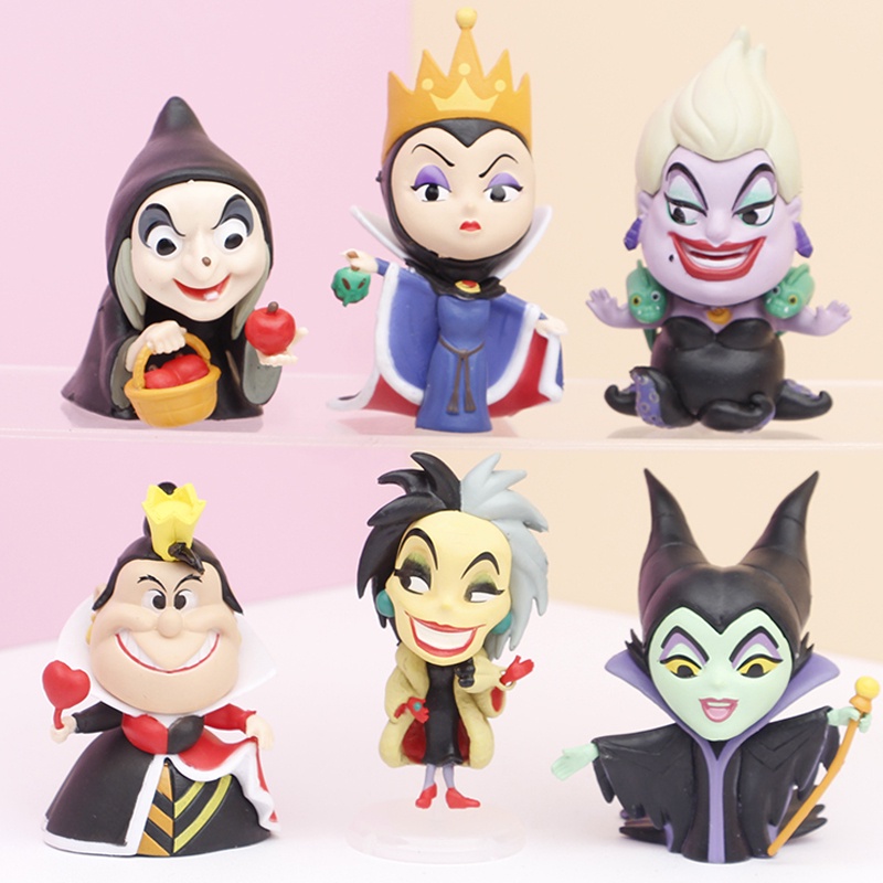 Set 6 Mô Hình Đồ Chơi Nhân Vật Maleficent Evil Queen Cruella de Vil Villains Ursula 101 Dalmatians