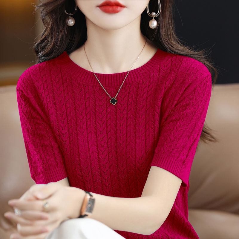 Áo Thun Lụa Mỏng Tay Ngắn Dáng Rộng Thời Trang Mùa Hè Cho Nữ