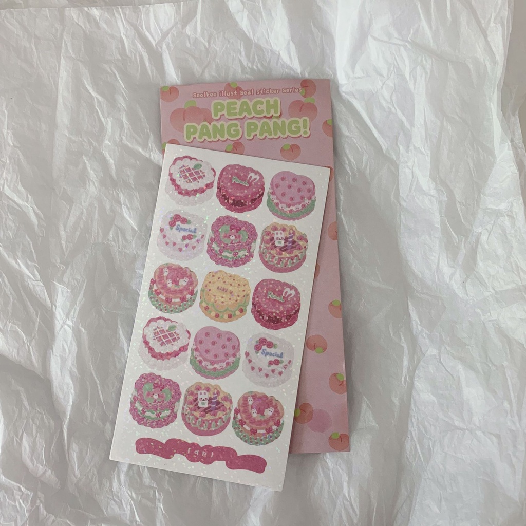 Nhãn dán hình gấu/ bánh laser dễ thương trang trí nhật ký/ album