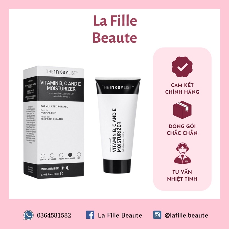 (Bill US) Kem dưỡng ẩm, phục hồi, làm sáng da The Inkey List Vitamin B C and E Moisturizer