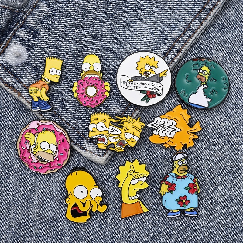 Pin cài áo hoạt hình cartoon hình gia đình Simpsons - GC095