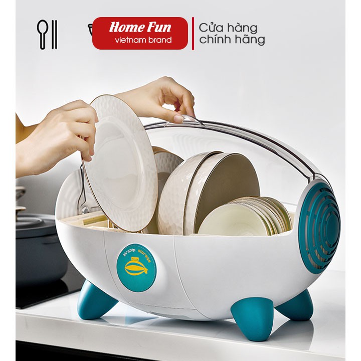 Tủ đựng bát đĩa, Giá úp bát 🛸 HÌNH CẦU 🛸 Hộp đựng có nắp đậy chống bụi bẩn đa chức năng, tiện lợi trong căn phòng bếp