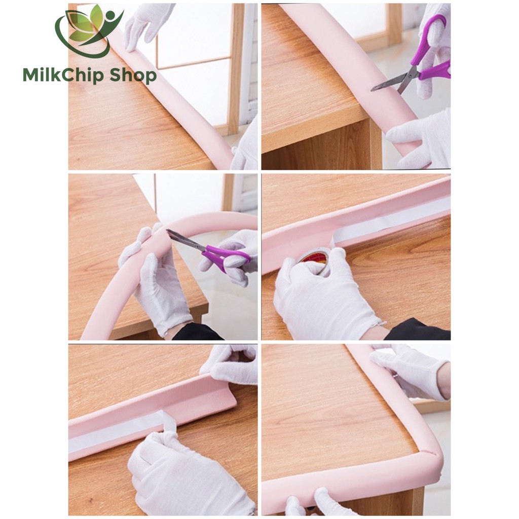 Xốp bọc cạnh bàn, ghế hình chữ L dài 2m an toàn cho bé - Dây cao su che bịt cạnh bàn, ghế AT002