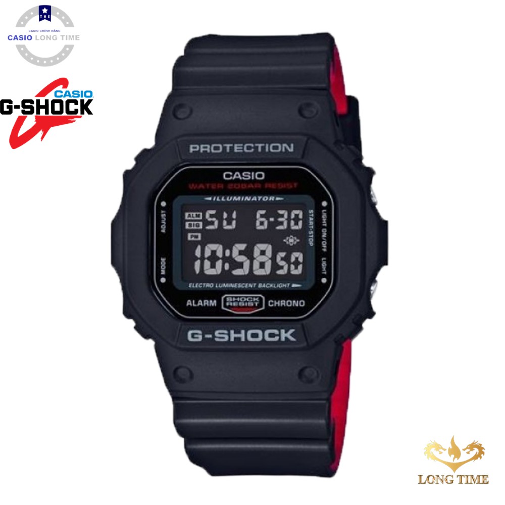 Đồng Hồ Nam Casio G Shock DW-5600HR-1DR chính hãng , Dây Nhựa Hai Màu , chống nước , chống sốc , bảo hành 12 tháng