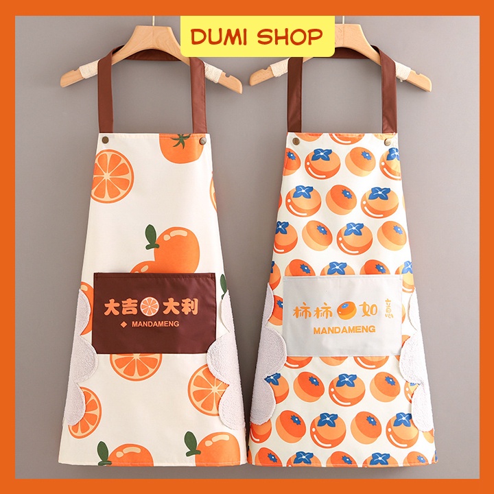 GG Tạp Dề Chống Thấm Nước Họa Tiết Quả Cam Quả Hồng Xinh Xắn - Dumi Shop