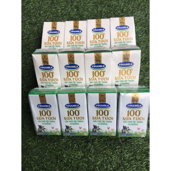 Set 3 vỉ sữa tươi 100% có đường 110ml