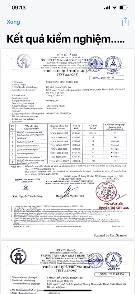 Siro ho thảo mộc húng chanh nguyên chất Thiên Tri (đã kiểm định)