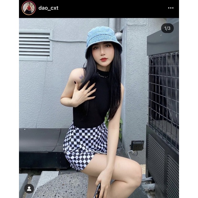 SP001083 Quần Váy Wrap Short Caro - Tiệm Mềm Croptop