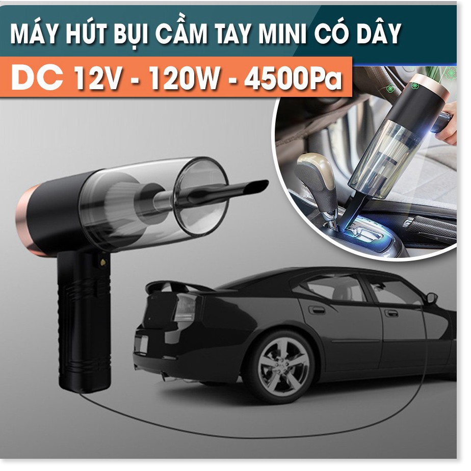 Máy hút bụi mini cầm tay ướt và khô nhỏ gọn 3DO cho gia đình oto xe hơi ô tô cắm điện tẩu k không dây sạc pin USB