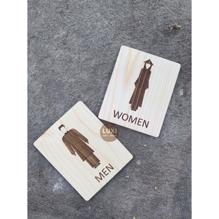 Hcm | bộ 2 bảng gỗ toilet men/women, bảng gỗ toilet/wc decor luxi decor hcm