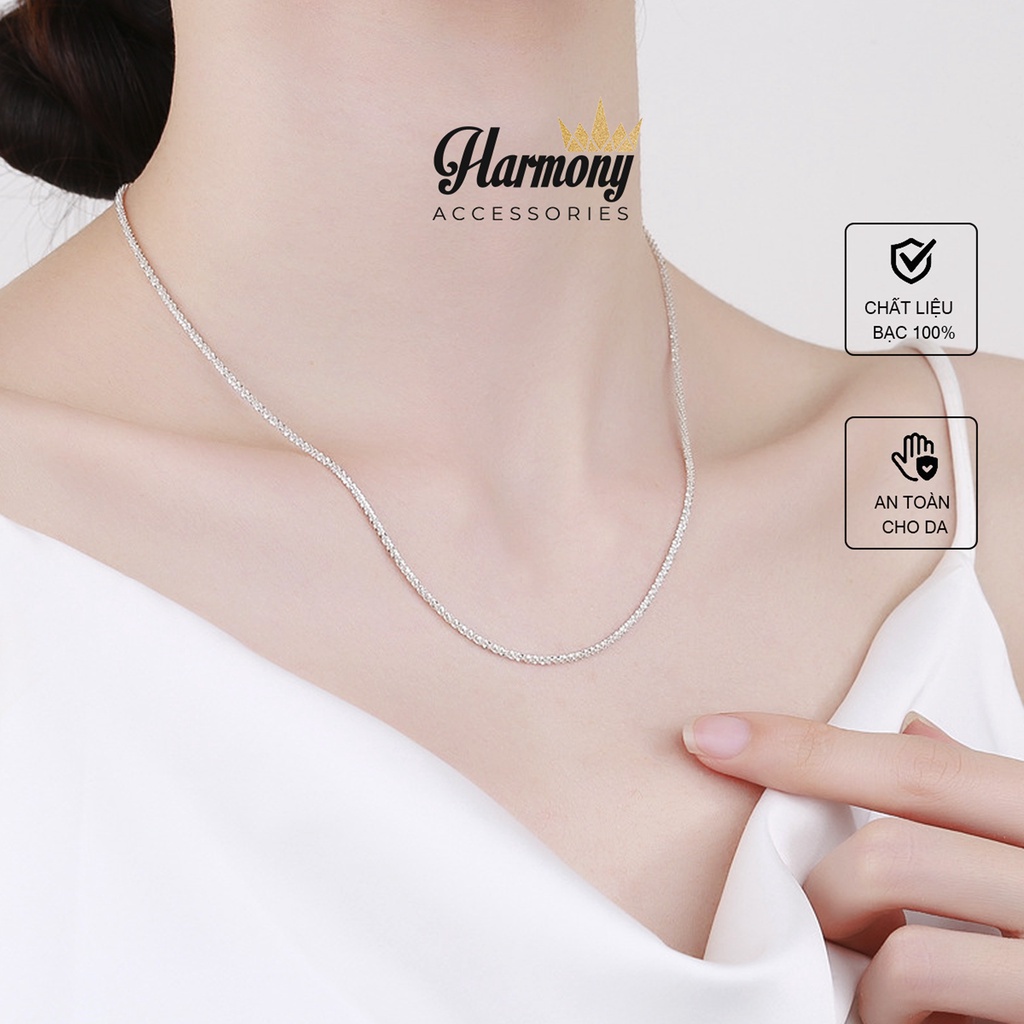 Dây chuyền trơn nữ bạc 925 cao cấp không mặt thiết kế đơn giản, xinh xắn | HARMONY ACCESSORIES DCT