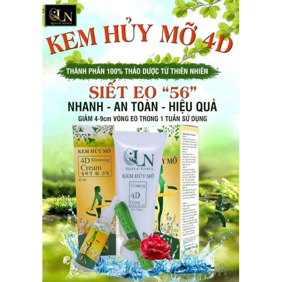 KEM HUỶ MỠ 4D ( Tặng Tinh dầu siết eo (99k) và thước dây đo)