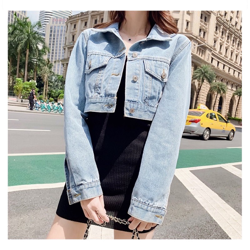 Áo khoác Jean nữ cao cấp thiết kế dáng ngắn croptop trẻ trung, màu sắc đơn giản NV0483