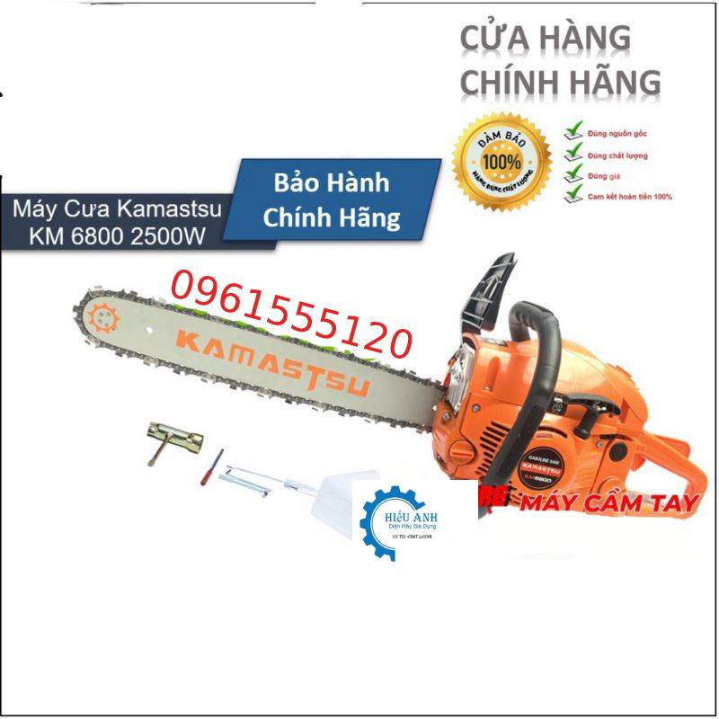 ✉Máy cưa xích chạy xăng KAMASTSU-KM 6800 |CHÍNH HÃNG| LAM 55cm 2 Thì 💪 Siêu Khỏe [Bảo Hành 24 Tháng]