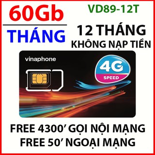 Sim 4g Vinaphone VD89 khuyến mại 12 tháng không cần nạp tiền