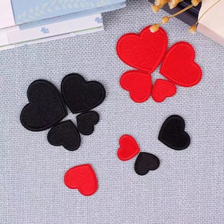 Đen Miếng Dán Ủi Thêu Hình Trái Tim Đỏ