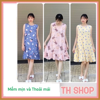 Váy lanh lụa mặc ở nhà, mặc ngủ, mặc bầu,váy lanh bầu xuông chữ A dài ngang gối không co không nhăn