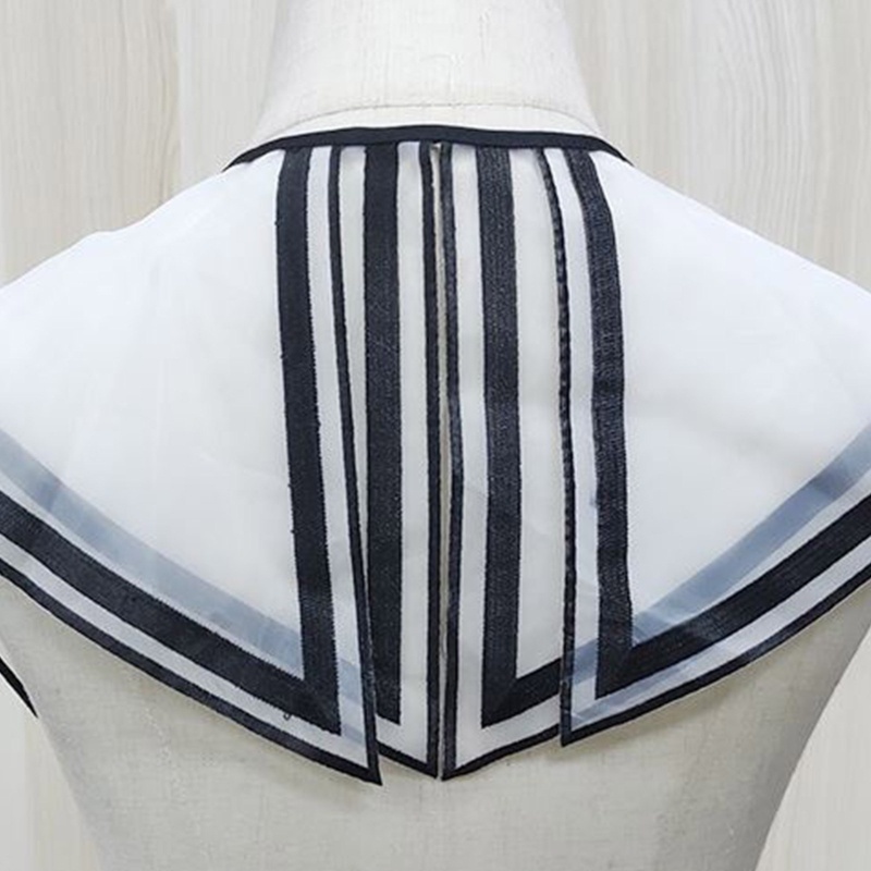 Khăn Choàng Cổ Giả Hai Lớp Thêu Họa Tiết Màu Sắc Tương Phản Thời Trang Cho Nữ Sinh