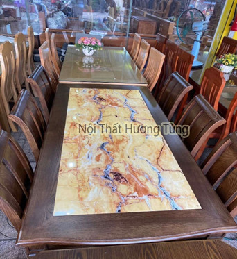 Bộ Bàn Ghế Phòng Ăn Gỗ Sồi Mỹ - Có Bọc Nệm Da/ Nỉ - Mặt Đá - Nội Thất Hương Tùng - Cam Kết Giao Đúng Sản Phẩm.