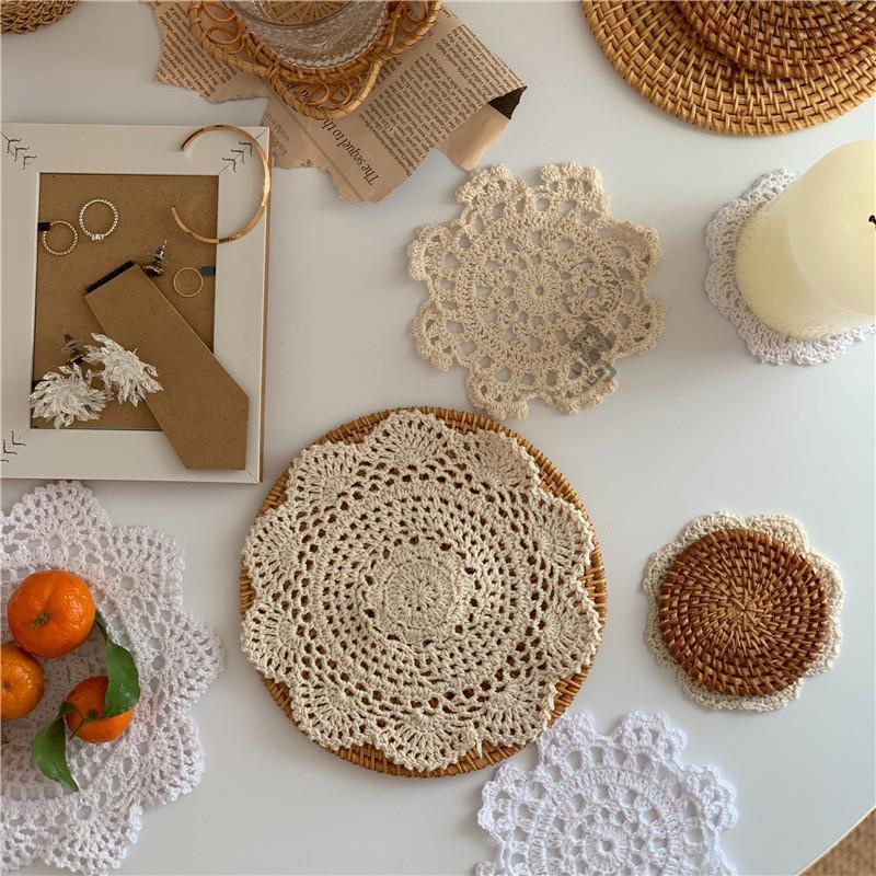 Miếng Lót Lọ Hoa Bằng Ren Cotton Trang Trí Bàn Ăn Làm Phụ Kiện Chụp Ảnh