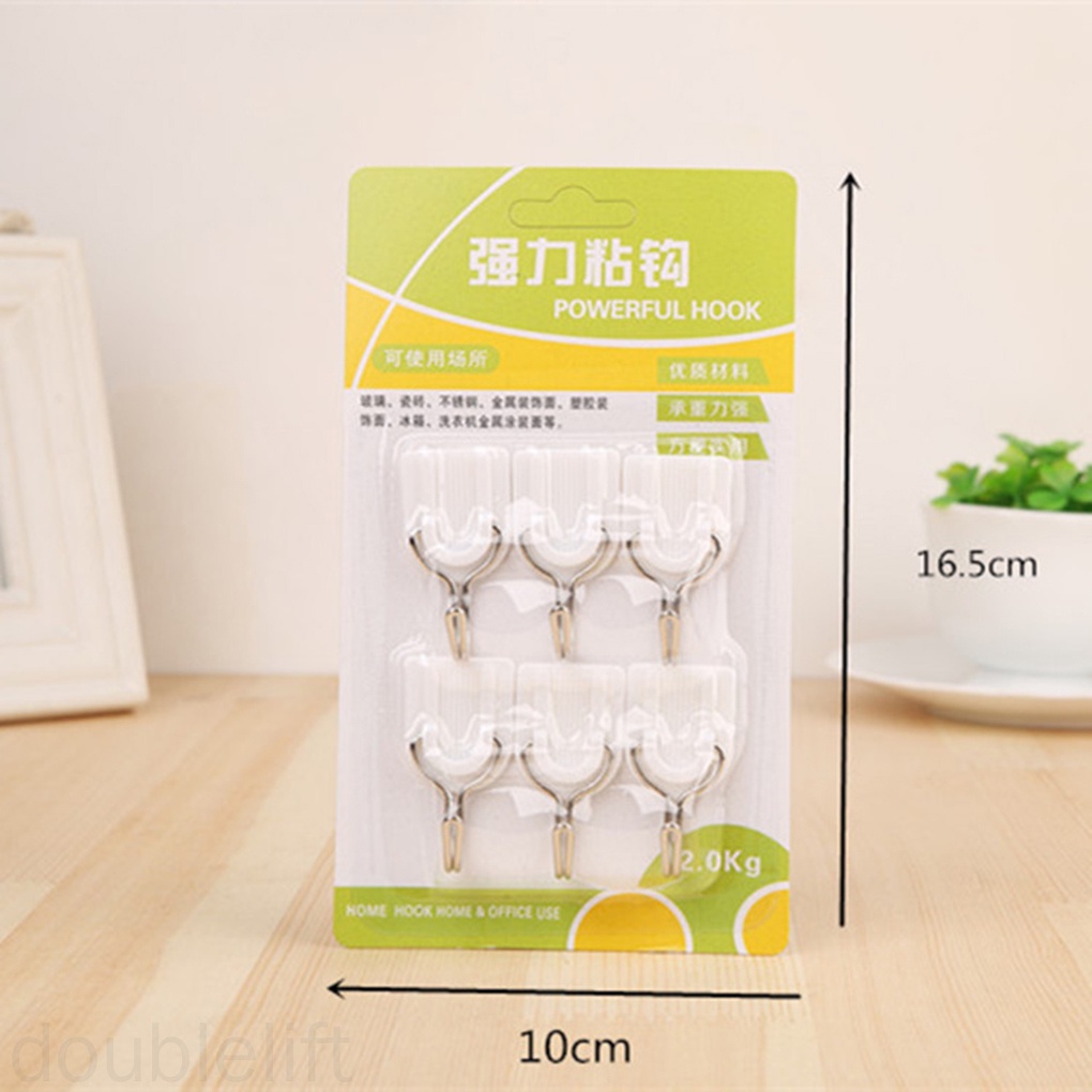 Set 6 giá đỡ treo đồ dán tường/ cửa kính tiện dụng cho phòng tắm/ nhà bếp/ gia đình