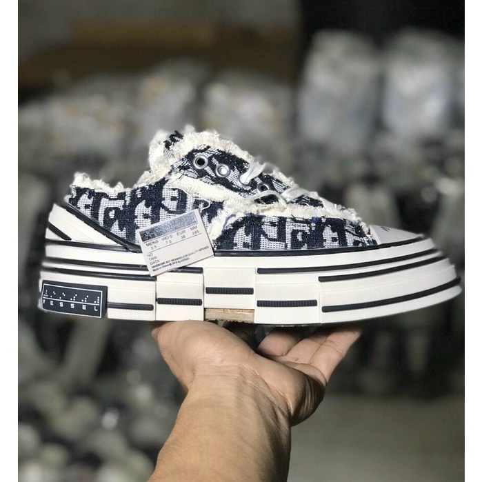 Giày Sneaker Xvessel Nam Nữ, Giày Thể Thao CV Rách Đế Gỗ Tăng Chiều Cao Siêu Đẹp, Siêu Xinh Full Size