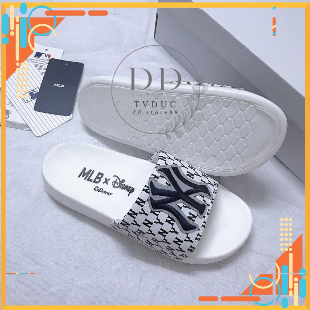 Dép M.L.B Unisex NY Chữ Thêu Sắc Nét,Quai Ngang Dày Dặn, Đế êm HOT 2021
