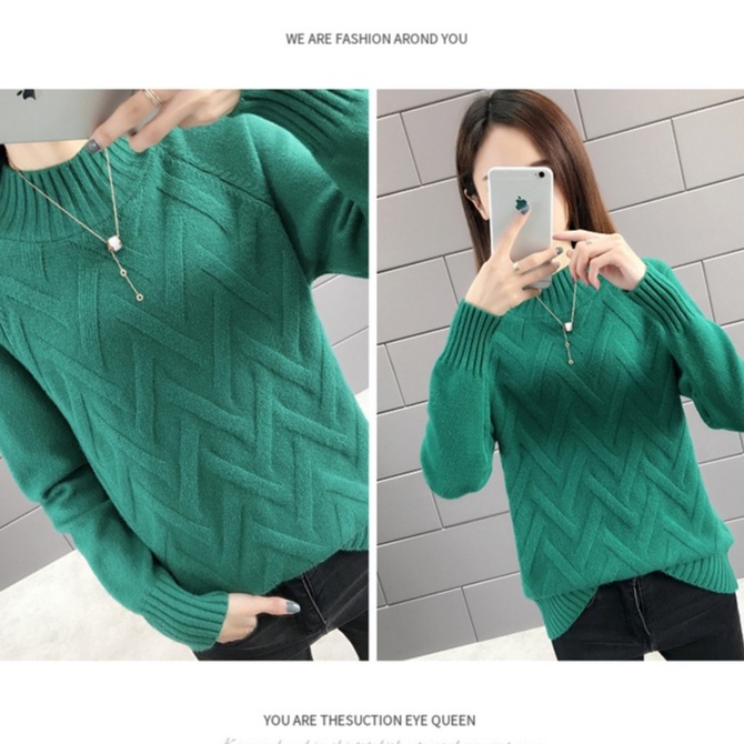 Áo len nữ vân nổi dày dặn mẫu thu đông mới 2022