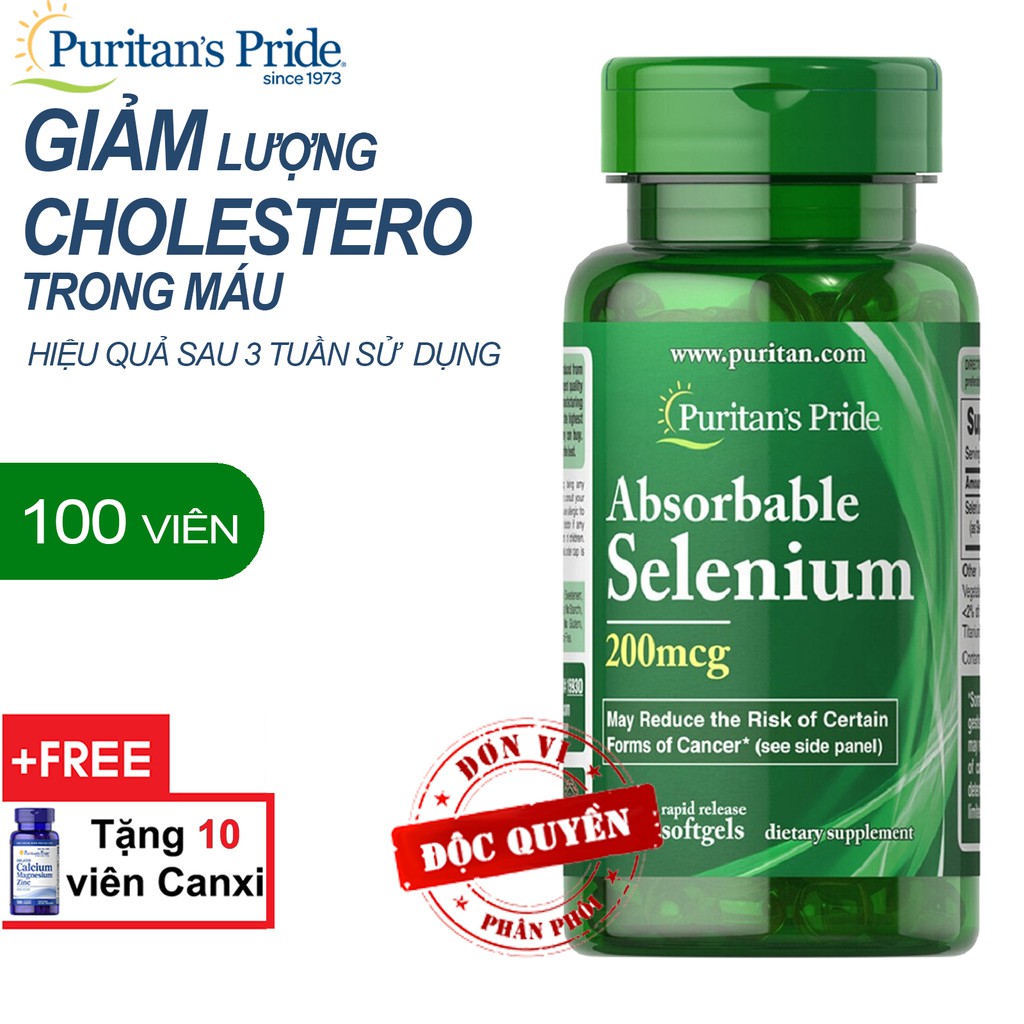 Viên uống hỗ trợ ngăn ngừa ung thư, tăng cường sức đề kháng, hỗ trợ tim mạch và mắt Absorbable Selenium 100V