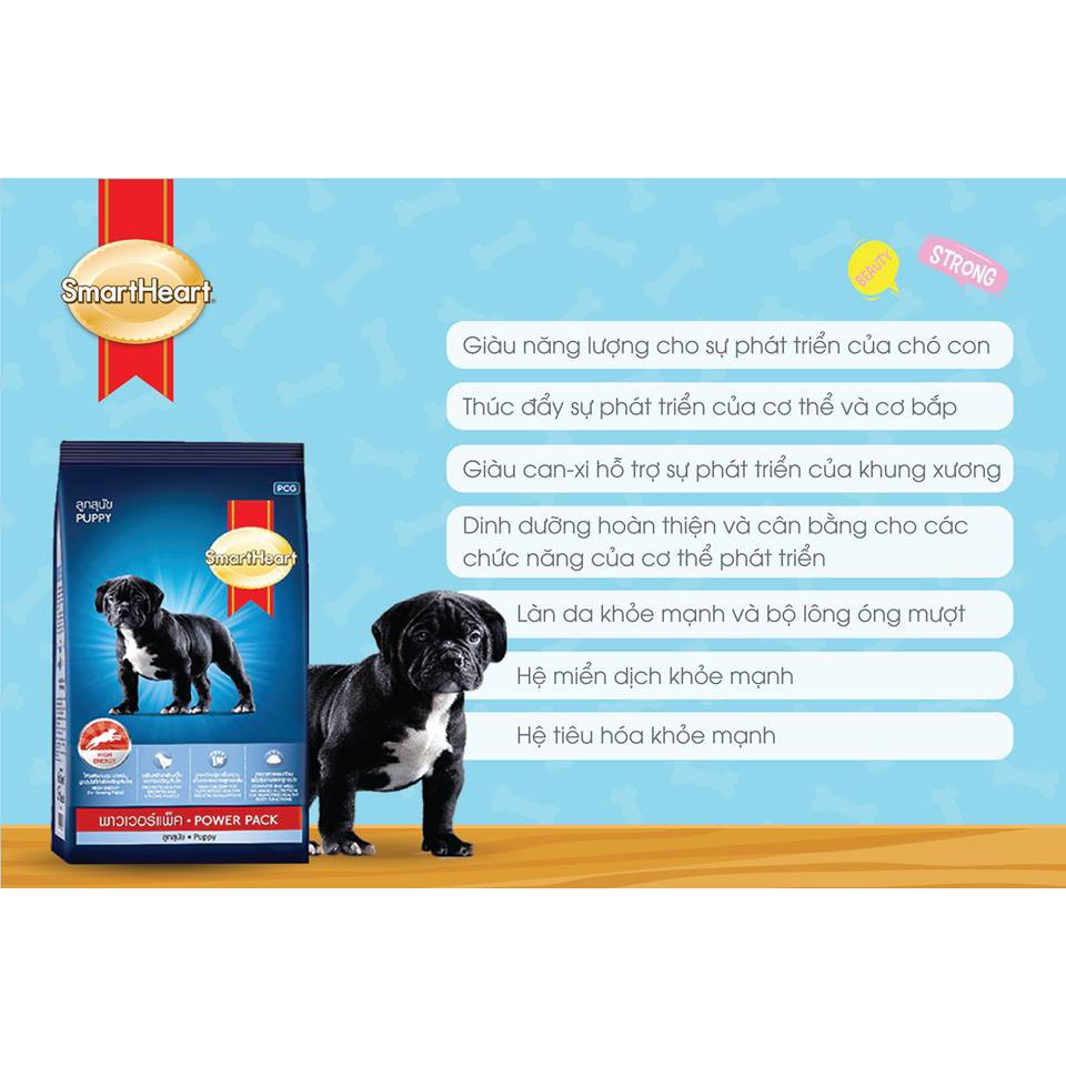 Thức ăn cho chó con tạo cơ bắp Smartheart Power Pack Puppy 1kg