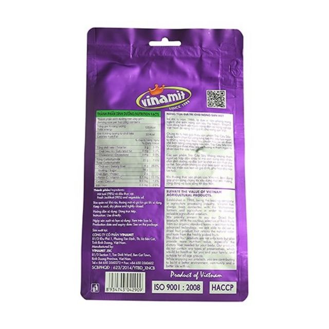 Bịch 100gr mít sấy Vinamit 100gr