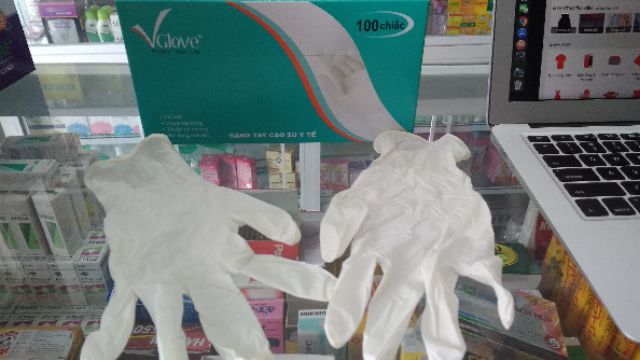 Găng tay cao su y tế cao cấp Vglove hộp 100 cái 50 cặp (bao tay y tế) Size S, M, XS | BigBuy360 - bigbuy360.vn