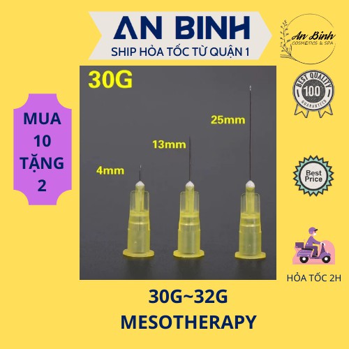 |MUA 10 TẶNG 2| Đầu Kim 30g-4mm - Đầu Kim 32G-4mm | Kim Meso 34G4mm | Kim Tiêm Nano Chuyên Tiêm Dưỡng Chất
