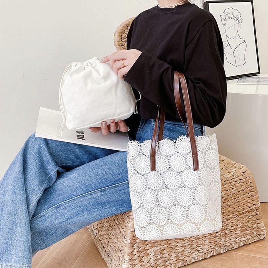Túi Ren Đeo Vai Nữ Mùa Hè - Quai Da Phong Cách Vintage Size Vừa - Túi Kẹp Nách Nữ
