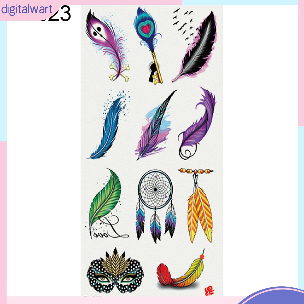 Hình xăm dán họa tiết lông vũ chống nước thời trang