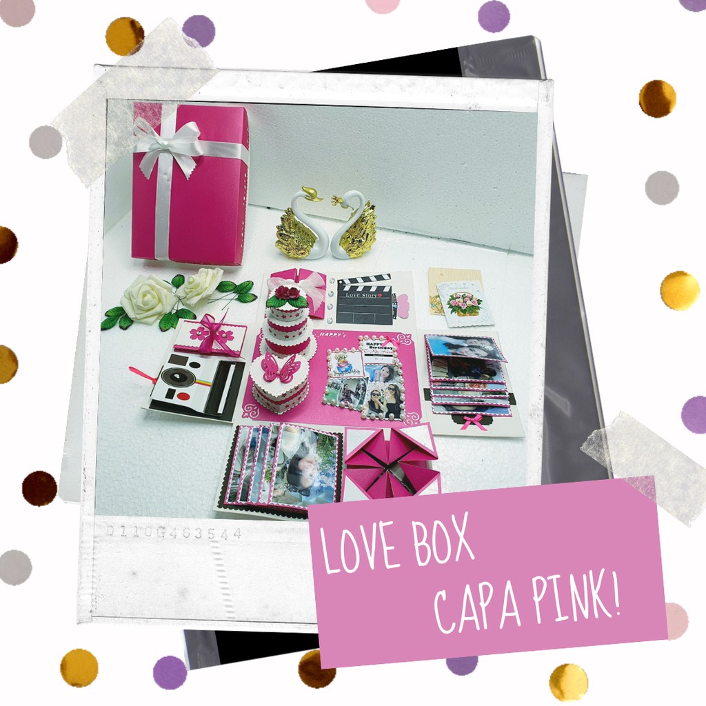 Hộp Quà Bánh Kem Handmade  - LOVE BOX CAPA PINK (21.5x14.5x10.5cm)