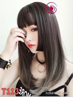Tóc Giả Nữ Cả Đầu Nhuộm Đen Khói Mới