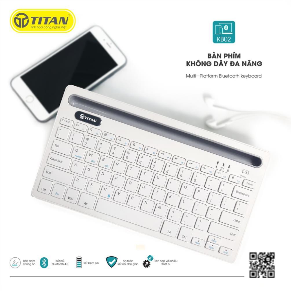 Bàn Phím Bluetooth Titan KB02 (TT-KB02) - Bảo hành 12 tháng 1 đổi 1
