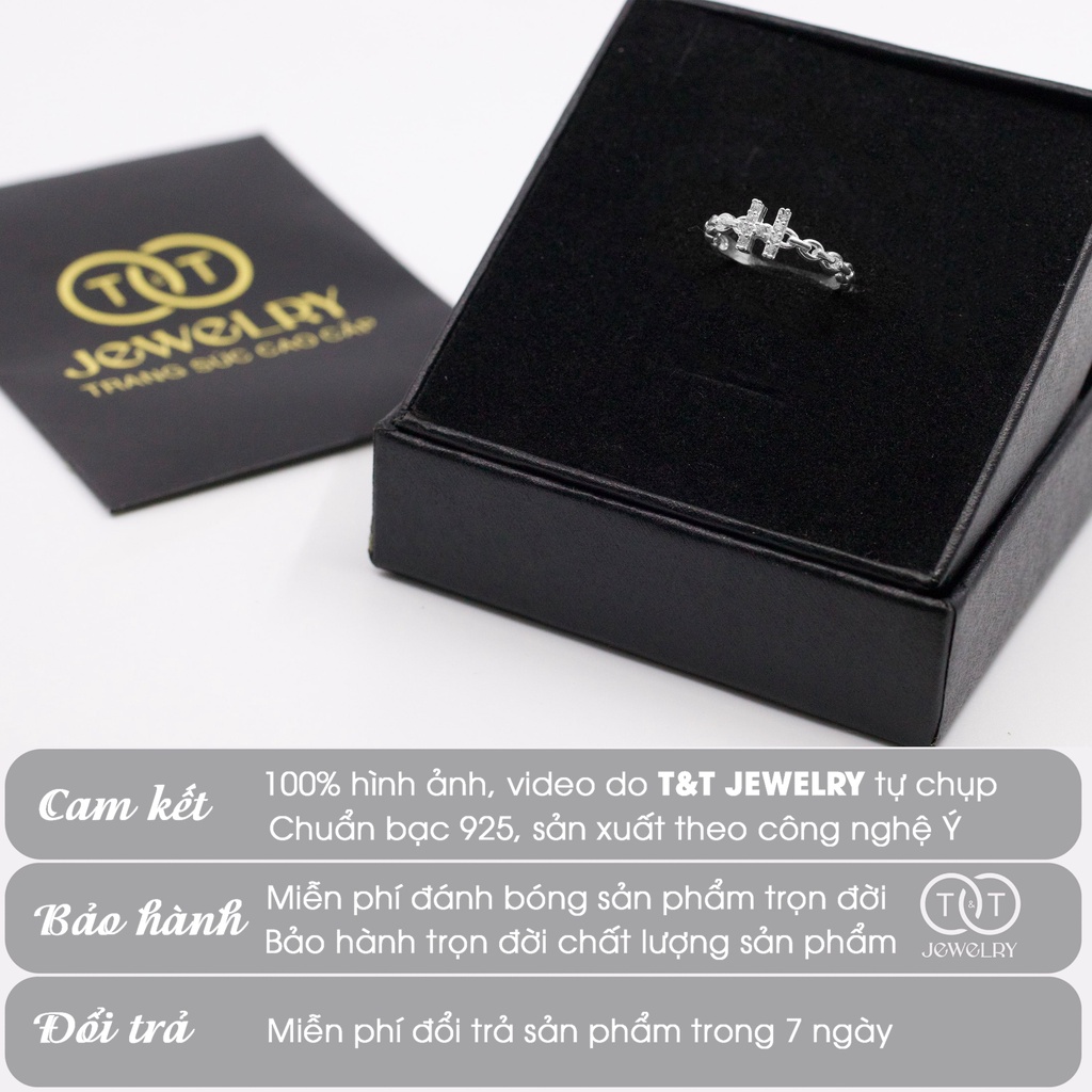 Nhẫn Bạc Nữ chữ H s925 T&amp;T Jewelry cao cấp NN027