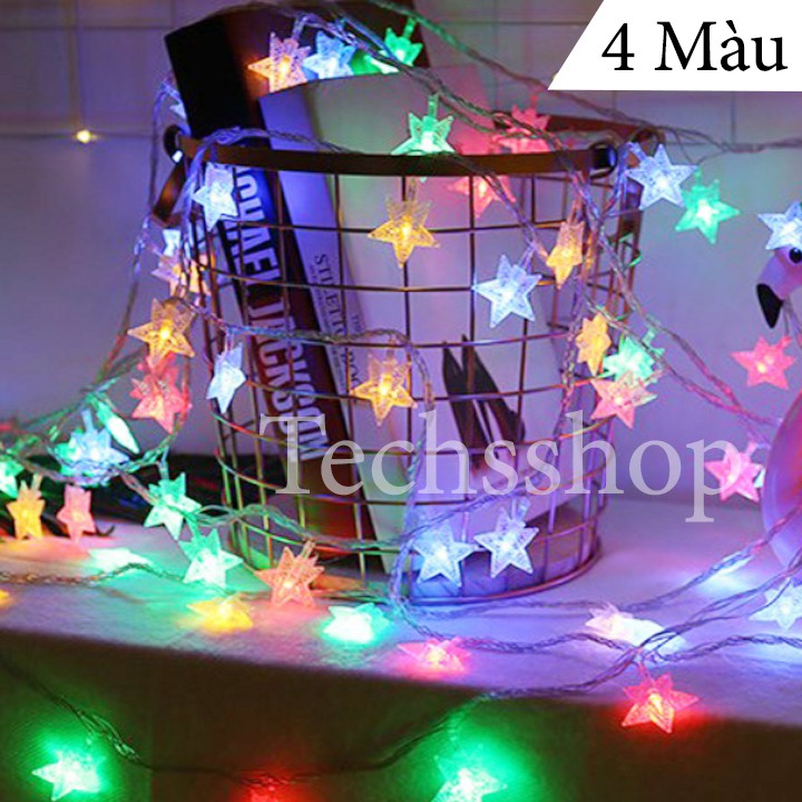 Đèn led trang trí hình ngôi sao dây 6 mét - dây đèn led trang trí sinh nhật, đám cưới, lễ noel dùng pin AA