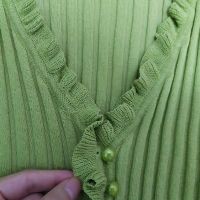(Có sẵn)Áo croptop phối bèo chất thun len tăm