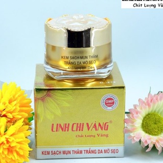 Kem sạch mụn thâm, trắng da, mờ sẹo linh chi vàng 25g