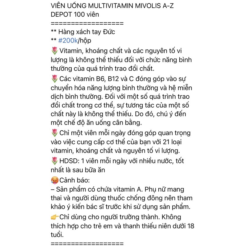 viên uống vitamin tổng hợp a-z depot mivolis date 10/2022 | Thế Giới Skin Care