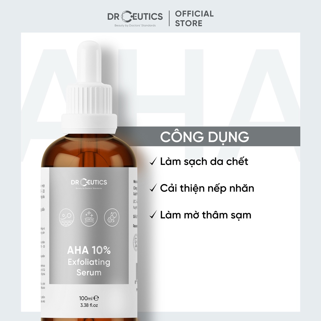 DRCEUTICS Dung Dịch AHA DrCeutics Tẩy Da Chết Làm Sáng Và Chống Lão Hóa Da (30ml 100ml)